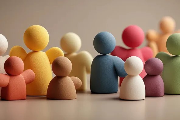 Figuren in verschiedenen Farben und Formen